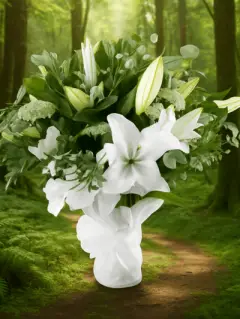 Luxury White Bouquet – Elegant Lilies & Seasonal Foliage