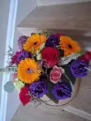 Lovely Bold Hatbox – Vibrant Mixed Flower Arrangement