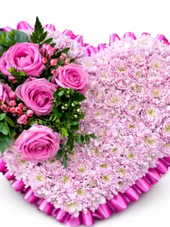 Funeral Heart with pink roses from your sidcup florist