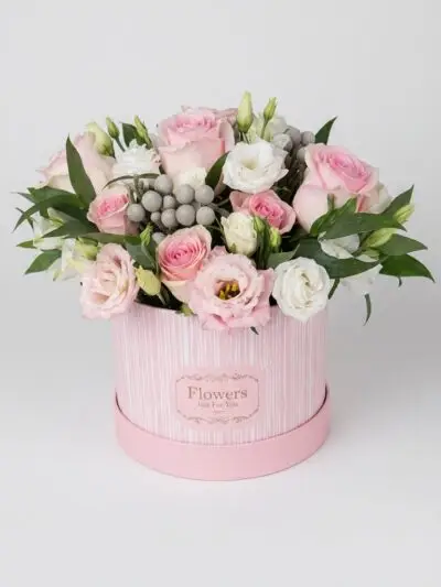 hatbox of pink flowers from your Sidcup Florist