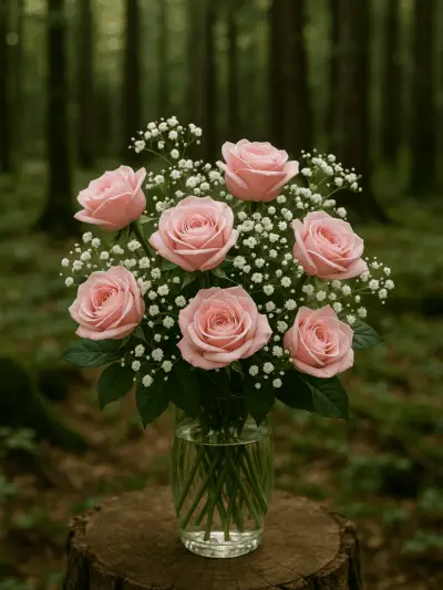 6 Beautiful Pink Roses – Perfect Gift in a Vase