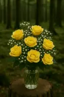 Sunshine Yellow Roses – Elegant Vase of Six