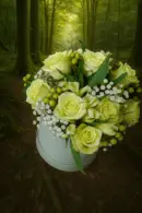 Soft green roses and alstromeria