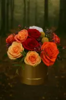 red and orange rose hatbox, hatbox flowers, sidcup florist