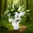 Luxury White Bouquet – Elegant Lilies & Seasonal Foliage