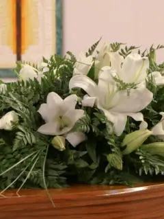 Closeup,Shot,Of,A,Funeral,Casket,In,A,Hearse,Or