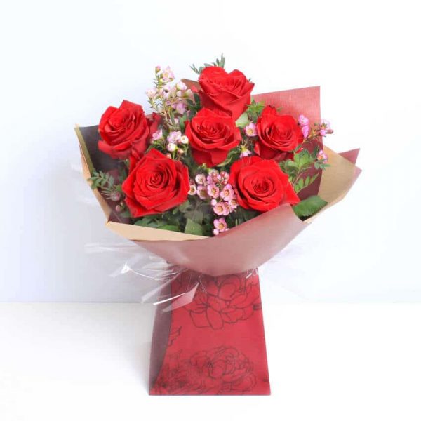 6 Red Roses Bouquet of Flowers dartford florist