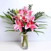 Pink Lillies in a Vase Delivered dartford florist