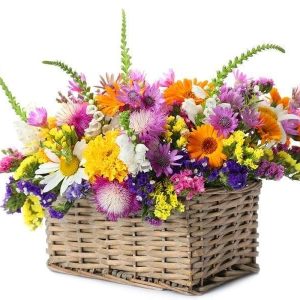 dartford florist Wicker basket with beautiful wild flowers dartford florist