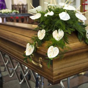 White Tropical Coffin Spray