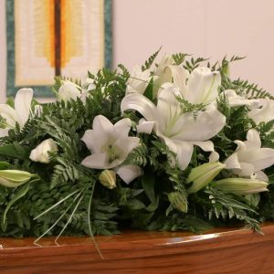 Closeup,Shot,Of,A,Funeral,Casket,In,A,Hearse,Or