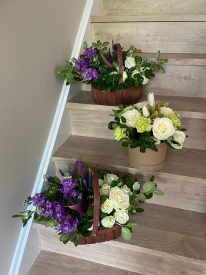 baskets and hatbox