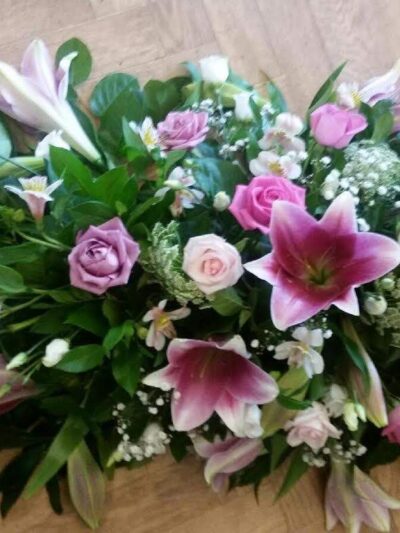 pink lily coffin top