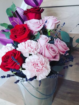 pink and red bucket