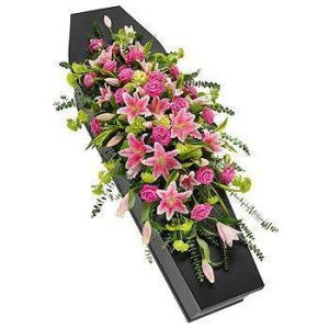 Pink rose and Lily Coffin Spray