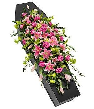 Pink rose and Lily Coffin Spray