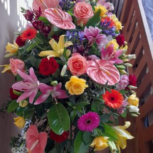 Rainbow Coffin Top flowers