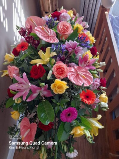 Rainbow Coffin Top flowers