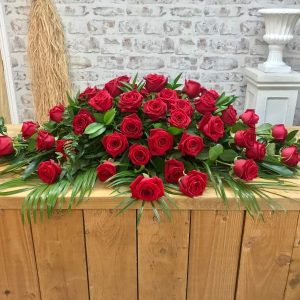 Timeless Tribute: Stunning 4ft Red Rose Coffin Spray for a Heartfelt Farewell