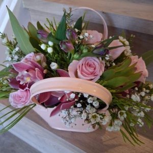 Metal Handbag with fresh Flowers