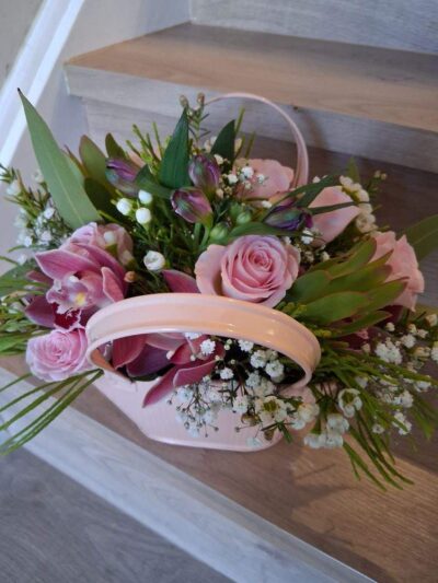 Metal Handbag with fresh Flowers