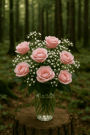 6 Beautiful Pink Roses – Perfect Gift in a Vase
