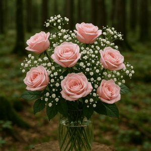 6 Beautiful Pink Roses – Perfect Gift in a Vase