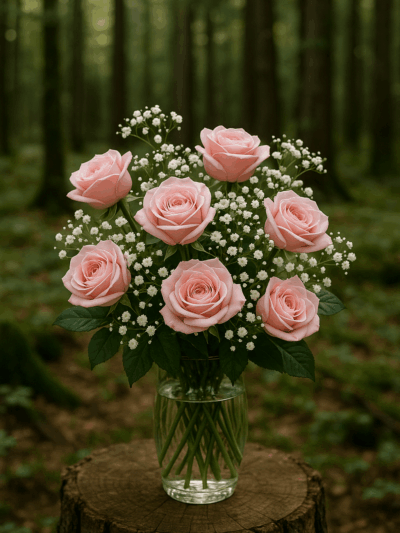 6 Beautiful Pink Roses – Perfect Gift in a Vase