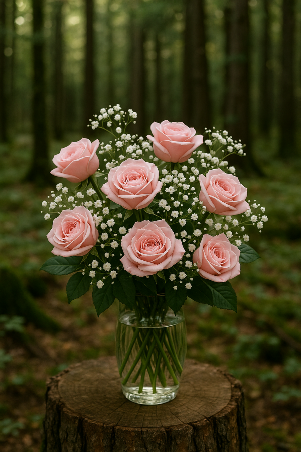 6 Beautiful Pink Roses – Perfect Gift in a Vase