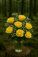 Sunshine Yellow Roses – Elegant Vase of Six