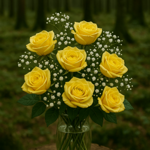 Sunshine Yellow Roses – Elegant Vase of Six