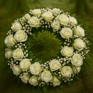 Purity - white rose wreath