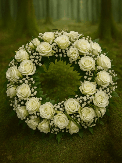 Purity - white rose wreath