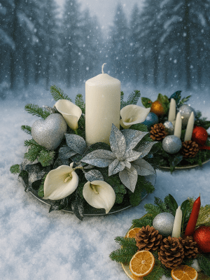 group crimbo budget christmas table display, christmas table flowers