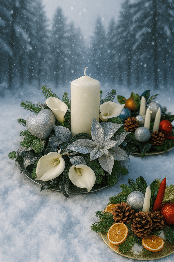 group crimbo budget christmas table display, christmas table flowers