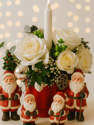 white crimbo white christmas display, christmas display