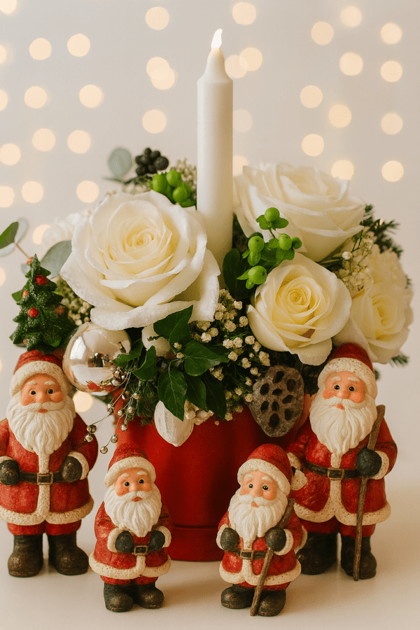 white crimbo white christmas display, christmas display