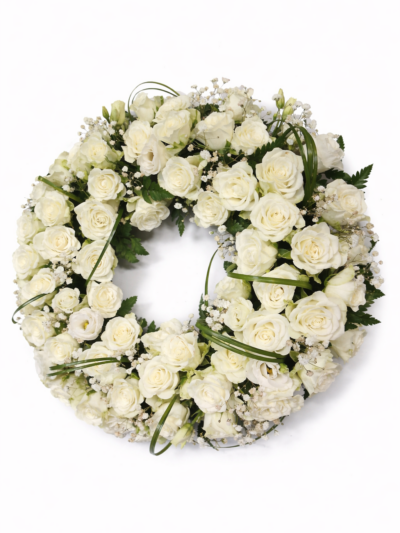 Stunning White Rose Wreath
